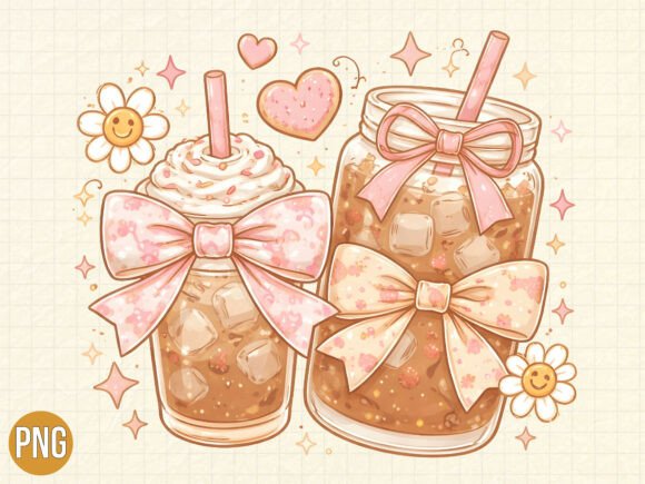 Cozy Iced Coffee Cups and Bows PNG: A Practical Asset for Modern Digital Design