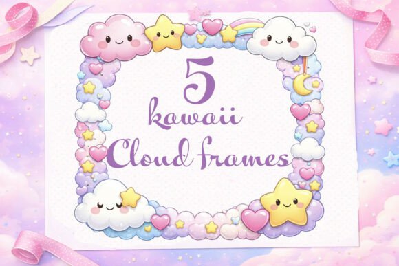 Cute Pastel Cloud Frames PNG: Elevate Your Designs with Kawaii Aesthetics