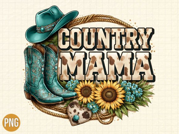 Elevate Your Creative Portfolio with the Country Mama Turquoise Sunflower PNG