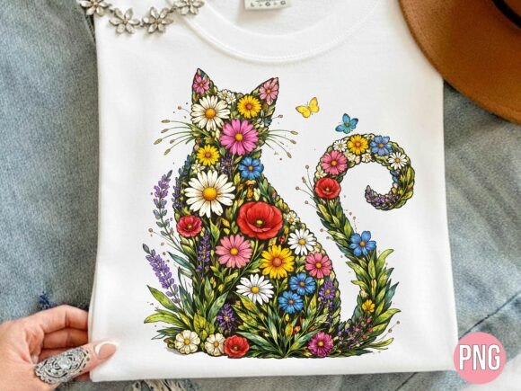 Elevating Print-on-Demand with Floral Silhouette Cat Wildflower Art PNG: A Strategic Asset for Modern Creators