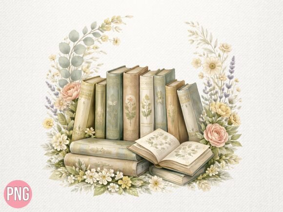 Evaluating the Aesthetic Floral Vintage Books Read PNG for Creative Projects