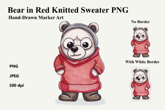 Integrating the Bear in Red Knitted Sweater PNG into Modern Winter Design Projects