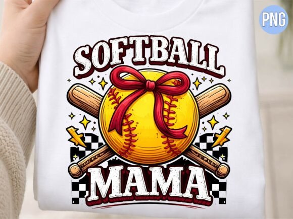 Softball Mama Gameday Bow PNG