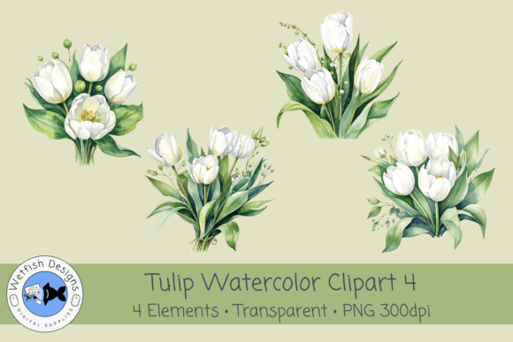 Spring Tulips PNG Watercolor Clipart 4 Guide
