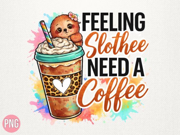 Unleashing Creative Potential with the Feeling Slothee Need a Coffee Sloth PNG Design