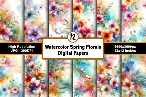 Watercolor Spring Florals Digital Papers: Elevate Your Creative Projects with AI-Generated Art